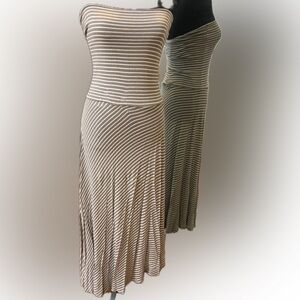 INC International Concepts 2 in 1 A-Line Skirt & Dress - Brown and Tan Stripes